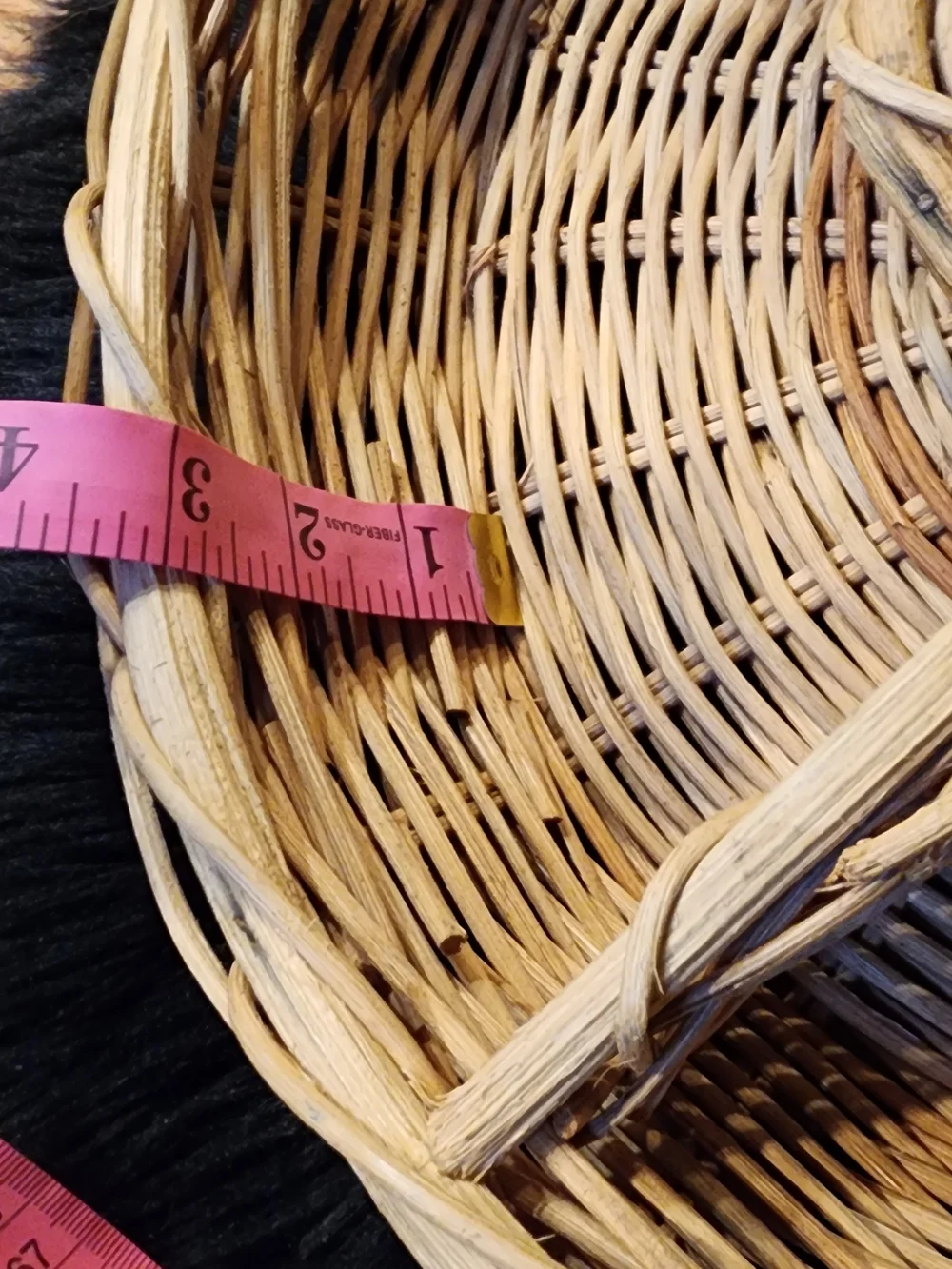 Woven Rattan Divided Serving Basket with White Ceramic Handles